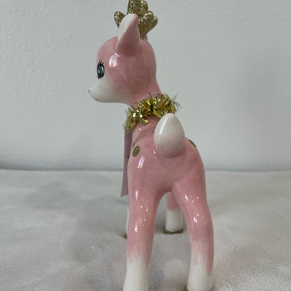 Ceramic Retro pink 7.75inch standing Reindeer Christmas Figure. - Picture 4 of 5